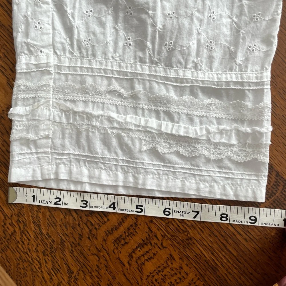 PJ Salvage Eyelet Cropped Pajama Pants Women’s Large White Cotton Lace Trim - Picture 11 of 11